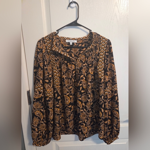 Rose & Olive Black and Gold Floral Blouse - Picture 1 of 3